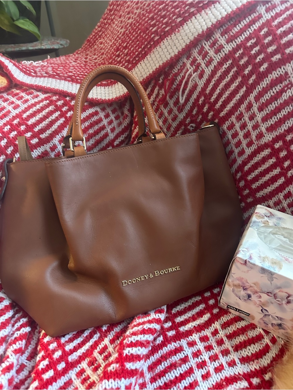 Dooney & Bourke Brown Leather Tote with Top Handles